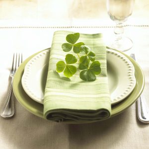 Place setting with shamrocks